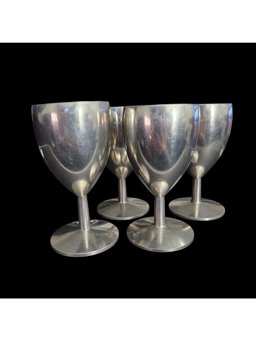 Set of 4 Metawa Holland Real Pewter Goblets Wine Cups Vintage Stemware